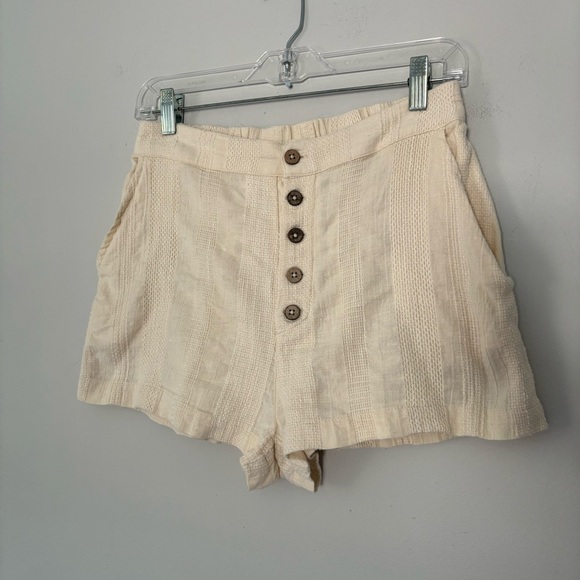 Free People Beige Buttoned High Waist Shorts - Picture 3 of 16